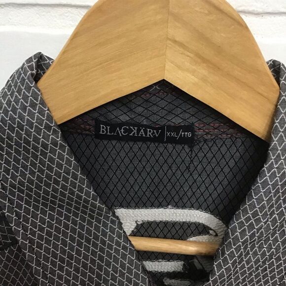 BLACKARV Men’s Grey 100% Cotton Button Down Shirt | Designer XXL Long Sleeve - Picture 4 of 15